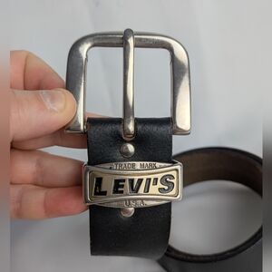 Vintage LEVI'S Unisex Leather Belt Black Color No Size Trade Mark USA